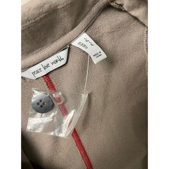 QVC Peace Love World French Terry Blazer Back Stitch Detail MUSHROOM NWT SIZE L - Picture 5 of 7